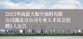 2025华南蓝天航空油料有限公司湖北分公司专业人才社会招聘1人公告