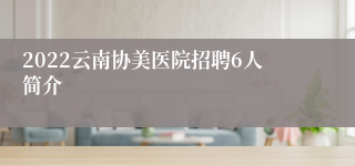 2022云南协美医院招聘6人简介