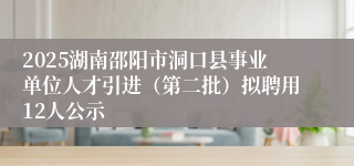 2025湖南邵阳市洞口县事业单位人才引进（第二批）拟聘用12人公示