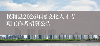 民和县2026年度文化人才专项工作者招募公告