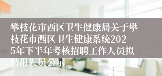 攀枝花市西区卫生健康局关于攀枝花市西区卫生健康系统2025年下半年考核招聘工作人员拟聘用人员公示