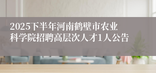 2025下半年河南鹤壁市农业科学院招聘高层次人才1人公告