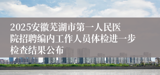 2025安徽芜湖市第一人民医院招聘编内工作人员体检进一步检查结果公布