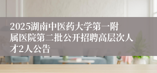 2025湖南中医药大学第一附属医院第二批公开招聘高层次人才2人公告