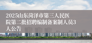 2025山东菏泽市第三人民医院第二批招聘编制备案制人员3人公告