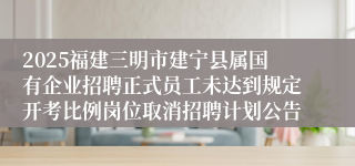 2025福建三明市建宁县属国有企业招聘正式员工未达到规定开考比例岗位取消招聘计划公告