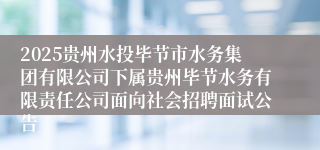 2025贵州水投毕节市水务集团有限公司下属贵州毕节水务有限责任公司面向社会招聘面试公告