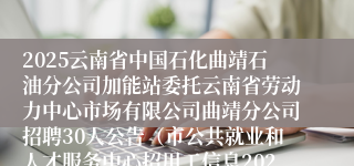2025云南省中国石化曲靖石油分公司加能站委托云南省劳动力中心市场有限公司曲靖分公司招聘30人公告（市公共就业和人才服务中心招用工信息2025年第135期）