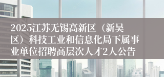 2025江苏无锡高新区（新吴区）科技工业和信息化局下属事业单位招聘高层次人才2人公告