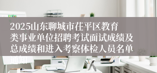2025山东聊城市茌平区教育类事业单位招聘考试面试成绩及总成绩和进入考察体检人员名单通知