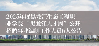 2025年度黑龙江生态工程职业学院 “黑龙江人才周”公开招聘事业编制工作人员6人公告