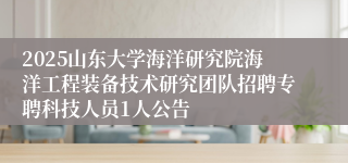 2025山东大学海洋研究院海洋工程装备技术研究团队招聘专聘科技人员1人公告