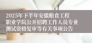 2025年下半年安徽粮食工程职业学院公开招聘工作人员专业测试资格复审等有关事项公告