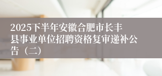 2025下半年安徽合肥市长丰县事业单位招聘资格复审递补公告(二)