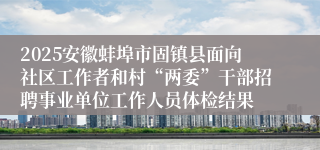 2025安徽蚌埠市固镇县面向社区工作者和村“两委”干部招聘事业单位工作人员体检结果