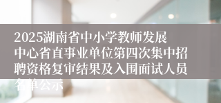 2025湖南省中小学教师发展中心省直事业单位第四次集中招聘资格复审结果及入围面试人员名单公示