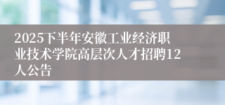 2025下半年安徽工业经济职业技术学院高层次人才招聘12人公告