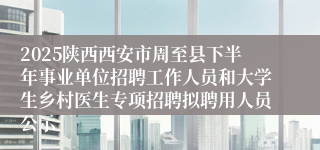 2025陕西西安市周至县下半年事业单位招聘工作人员和大学生乡村医生专项招聘拟聘用人员公示