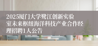 2025厦门大学鹭江创新实验室未来枢纽海洋科技产业合作经理招聘1人公告