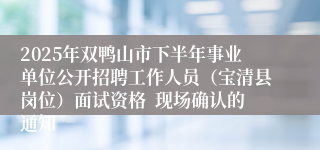 2025年双鸭山市下半年事业单位公开招聘工作人员（宝清县岗位）面试资格  现场确认的通知