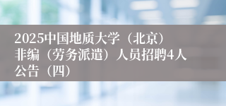 2025中国地质大学(北京)非编(劳务派遣)人员招聘4人公告(四)