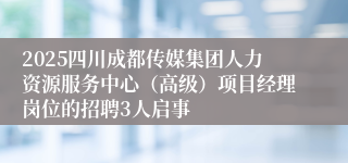 2025四川成都传媒集团人力资源服务中心(高级)项目经理岗位的招聘3人启事
