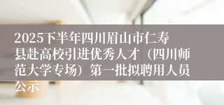 2025下半年四川眉山市仁寿县赴高校引进优秀人才(四川师范大学专场)第一批拟聘用人员公示