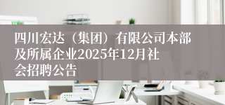 四川宏达（集团）有限公司本部及所属企业2025年12月社会招聘公告