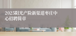 2025阳光产险新渠道枣庄中心招聘简章