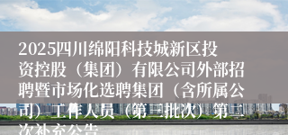2025四川绵阳科技城新区投资控股（集团）有限公司外部招聘暨市场化选聘集团（含所属公司）工作人员（第三批次）第二次补充公告