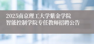 2025南京理工大学紫金学院智能控制学院专任教师招聘公告