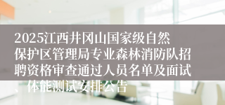 2025江西井冈山国家级自然保护区管理局专业森林消防队招聘资格审查通过人员名单及面试、体能测试安排公告