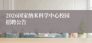 2026国家纳米科学中心校园招聘公告