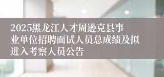 2025黑龙江人才周逊克县事业单位招聘面试人员总成绩及拟进入考察人员公告