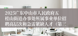 2025广东中山市人民政府五桂山街道办事处所属事业单位招聘高层次和急需紧缺人才（第三轮）直接业务考核公告