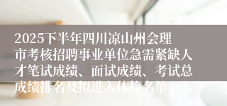 2025下半年四川凉山州会理市考核招聘事业单位急需紧缺人才笔试成绩、面试成绩、考试总成绩排名及拟进入体检名单公示