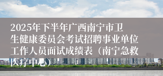 2025年下半年广西南宁市卫生健康委员会考试招聘事业单位工作人员面试成绩表(南宁急救医疗中心)