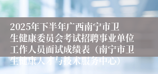 2025年下半年广西南宁市卫生健康委员会考试招聘事业单位工作人员面试成绩表（南宁市卫生健康人才与技术服务中心）