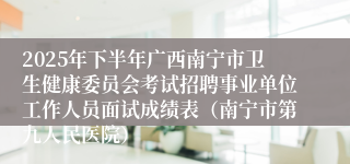 2025年下半年广西南宁市卫生健康委员会考试招聘事业单位工作人员面试成绩表（南宁市第九人民医院）