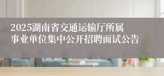 2025湖南省交通运输厅所属事业单位集中公开招聘面试公告
