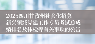 2025四川甘孜州社会化招募新兴领域党建工作专员考试总成绩排名及体检等有关事项的公告