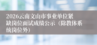 2026云南文山市事业单位紧缺岗位面试成绩公示（除教体系统岗位外）