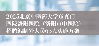 2025北京中医药大学东直门医院洛阳医院(洛阳市中医院)招聘编制外人员65人实施方案