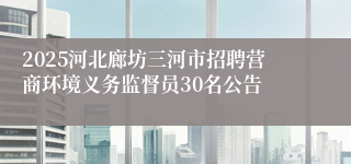 2025河北廊坊三河市招聘营商环境义务监督员30名公告