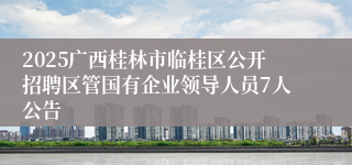 2025广西桂林市临桂区公开招聘区管国有企业领导人员7人公告