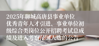2025年聊城高唐县事业单位优秀青年人才引进、事业单位初级综合类岗位公开招聘考试总成绩及进入考察范围人选的公告