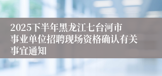 2025下半年黑龙江七台河市事业单位招聘现场资格确认有关事宜通知