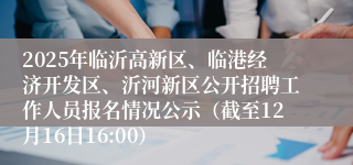2025年临沂高新区、临港经济开发区、沂河新区公开招聘工作人员报名情况公示（截至12月16日16:00）