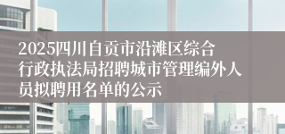 2025四川自贡市沿滩区综合行政执法局招聘城市管理编外人员拟聘用名单的公示