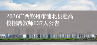 2026广西钦州市浦北县赴高校招聘教师137人公告
